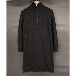J.Crew Long Sleeve Half-Zip Sweater Dress S Black Speckled Preppy Minimalist